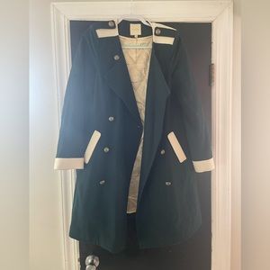 Modcloth Green and Cream Double-Breasted Coat